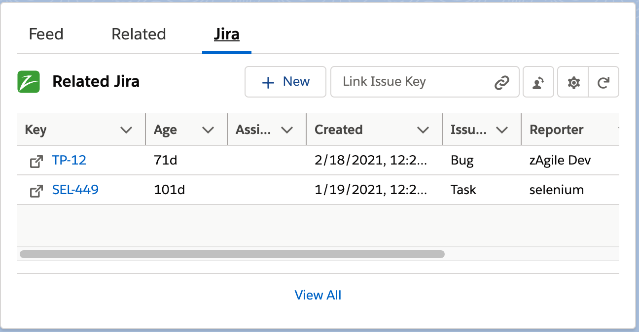 zAgileConnect Related Jira Lightning Web Component