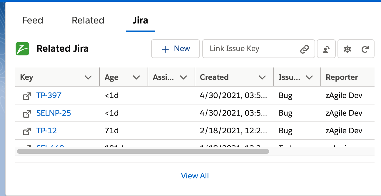 zAgileConnect Related Jira Lightning Web Component